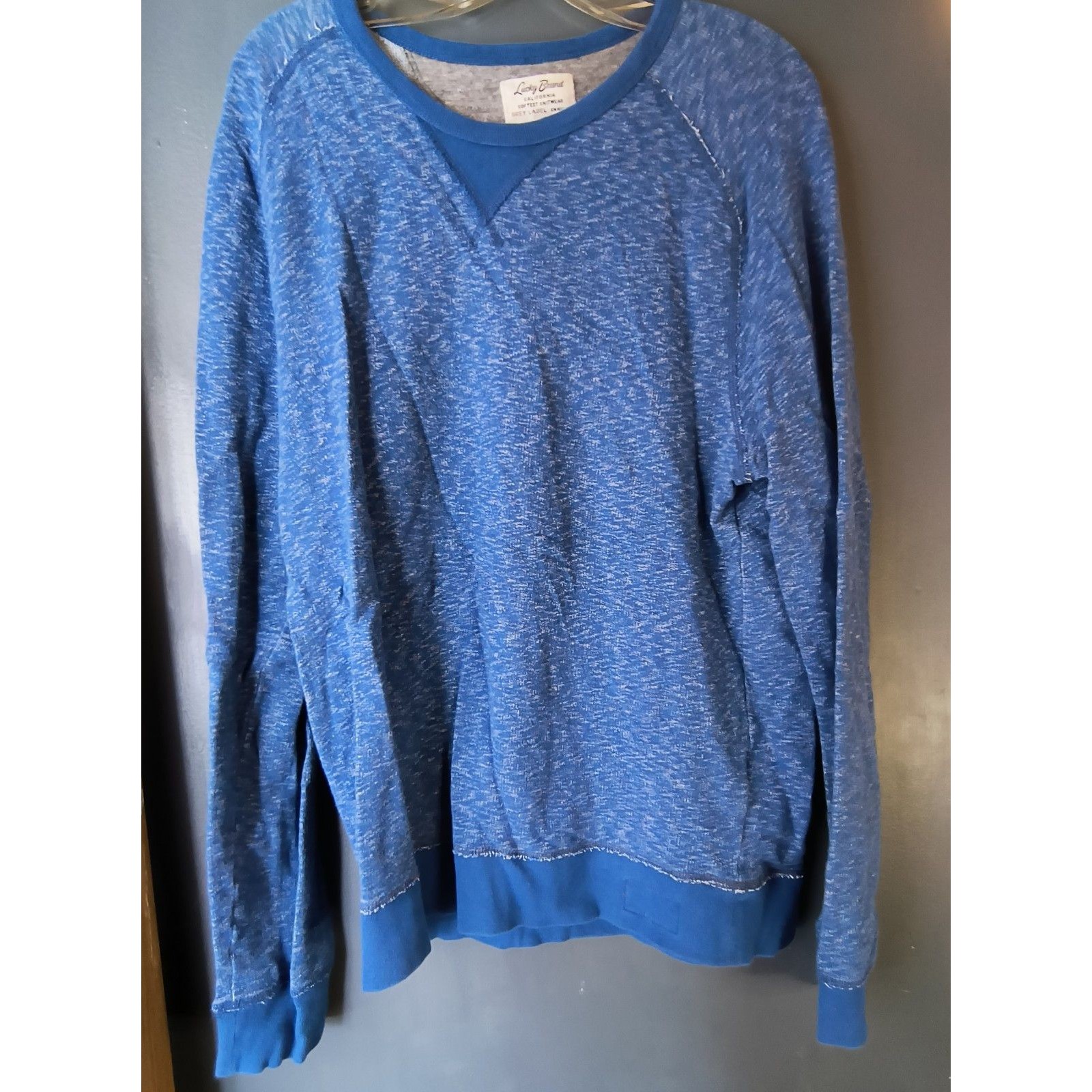 Lucky Brand Top Mens M Blue Sweatshirt Grey Label